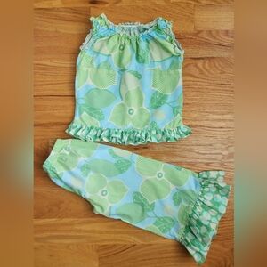 Green Floral Kids Outfit. 4y.o.